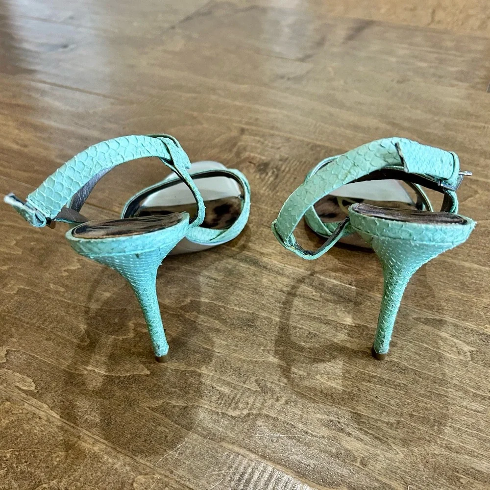 Sam Edelman Women’s Abbott Snakeskin Print High Heel Blue Size 8 Used Girly